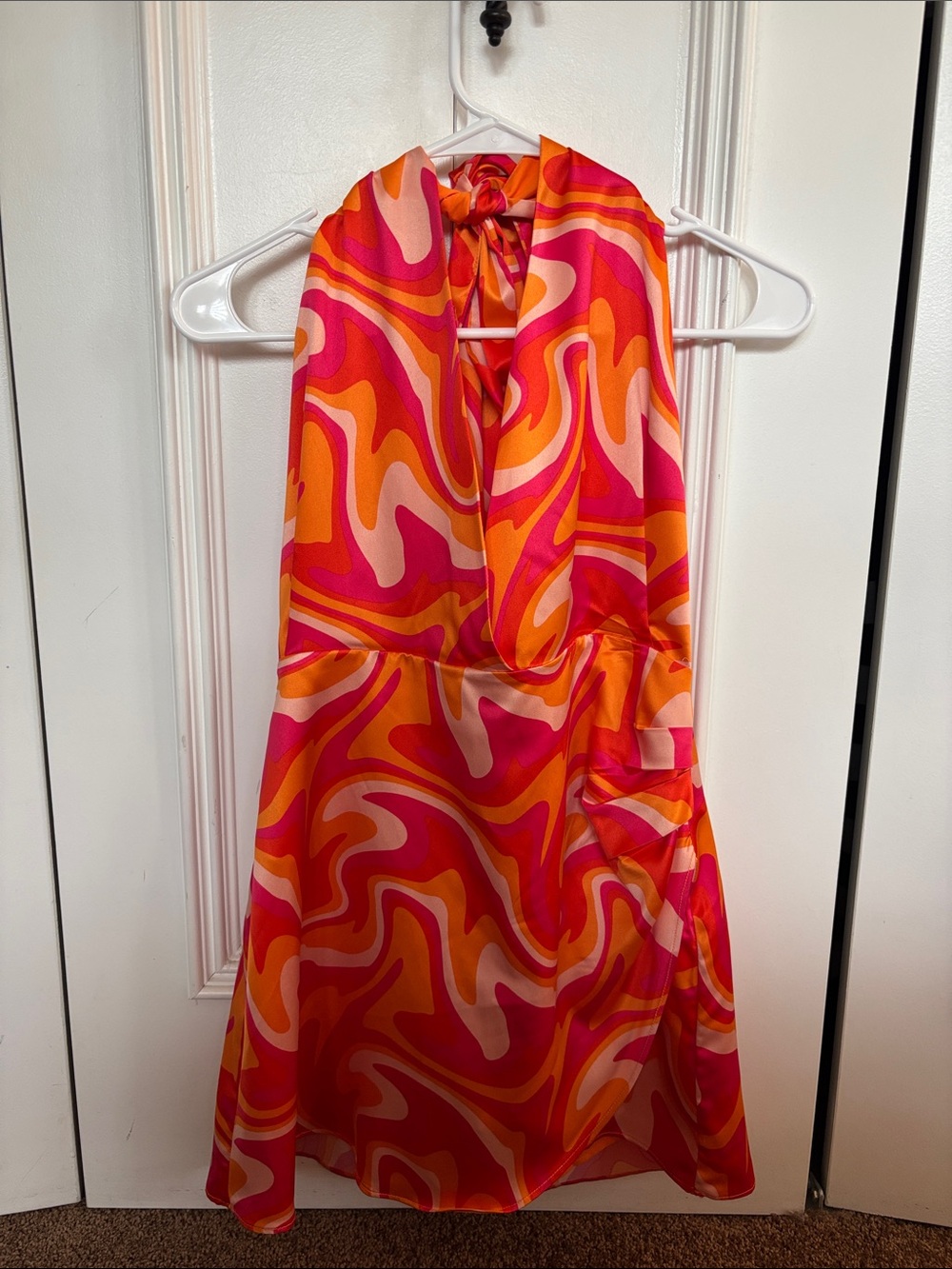 pantsstore Vibrant Pink & Orange Swirl Halter Top